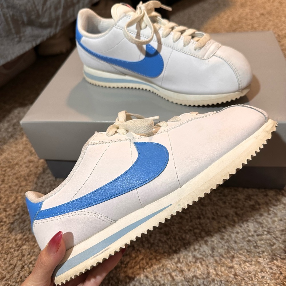 Nike Cortez White and Baby Blue Sneakers